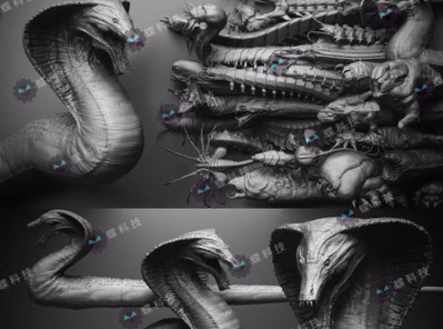 ZBrush爬行动物龙蛇怪物野兽笔刷蠕虫异形雕刻zb笔刷怪物zb模.png